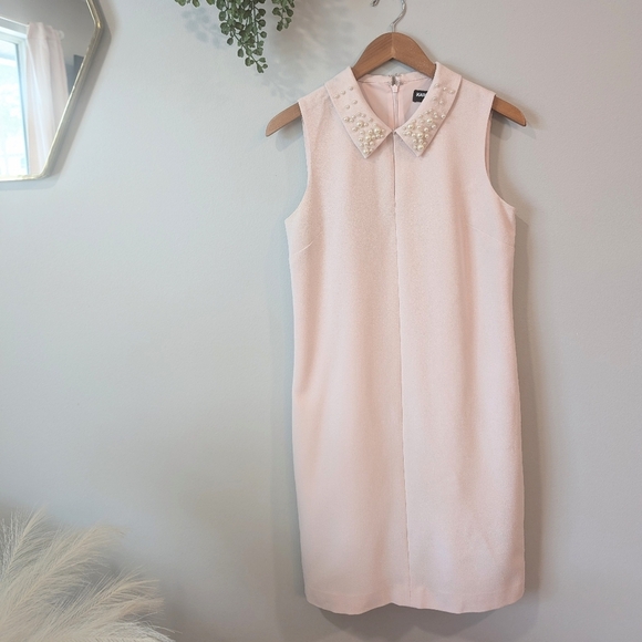 Karl Lagerfeld Pink Sleeveless Sheath Dress with Peter Pan Collar - Picture 1 of 7